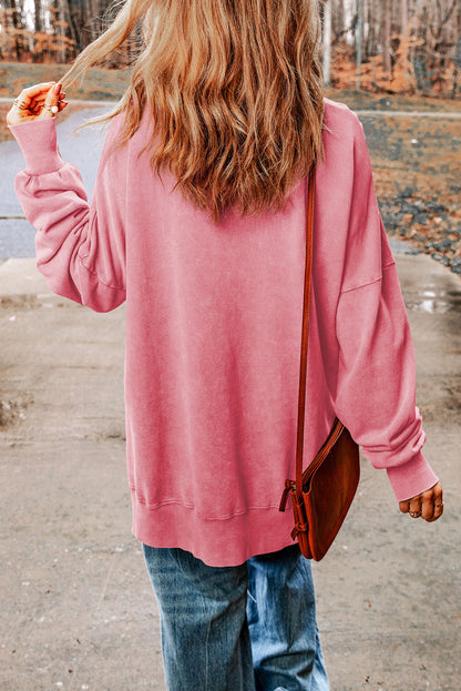 Dropped Shoulder Round Neck Long Sleeve Sweatshirt