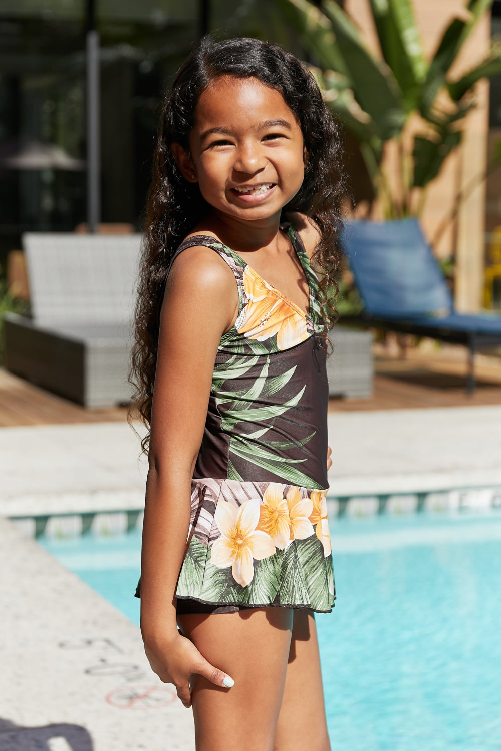 Clear Waters Swim Dress in Aloha Brown Marina West Swim