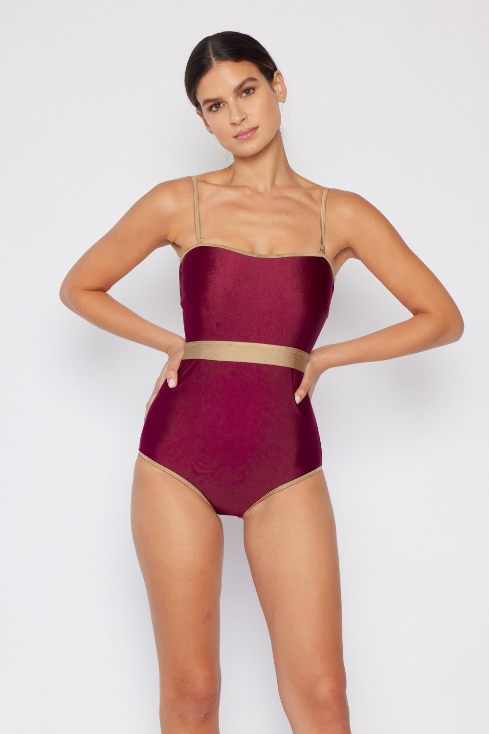 Wave Break Contrast Trim One-Piece in Wine Marina West Swim Full Size