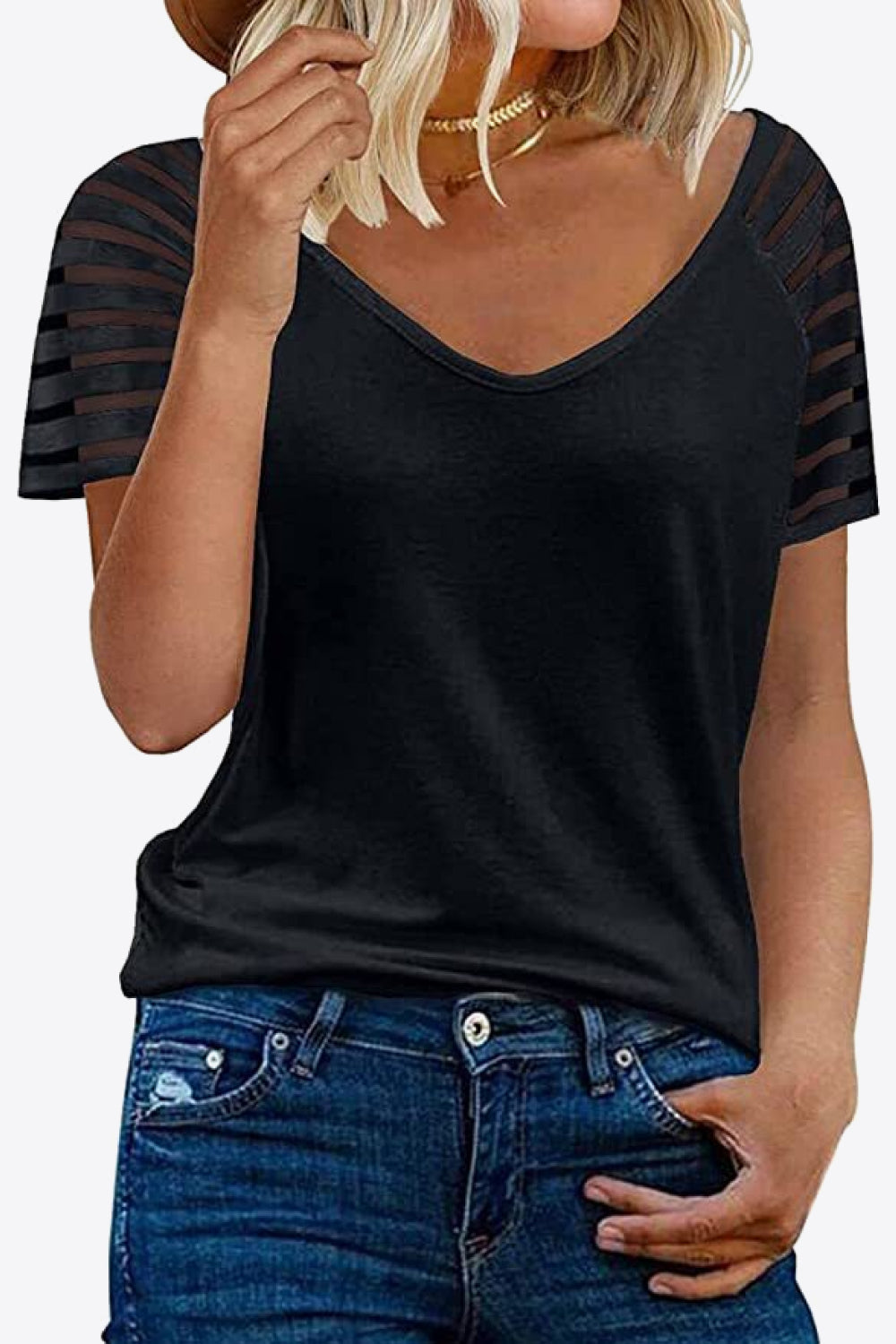 V-Neck Raglan Sleeve Top