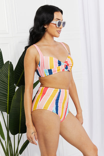 Take A Dip Twist High-Rise Bikini in Stripe Marina West Swim Full Size