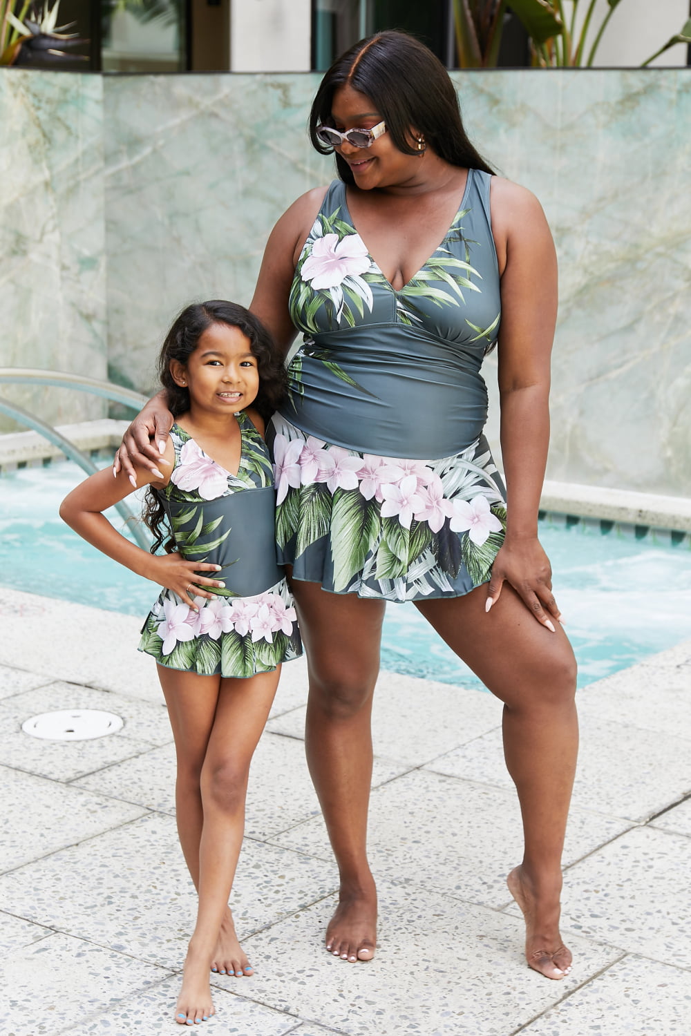 Clear Waters Swim Dress in Aloha Forest Marina West Swim