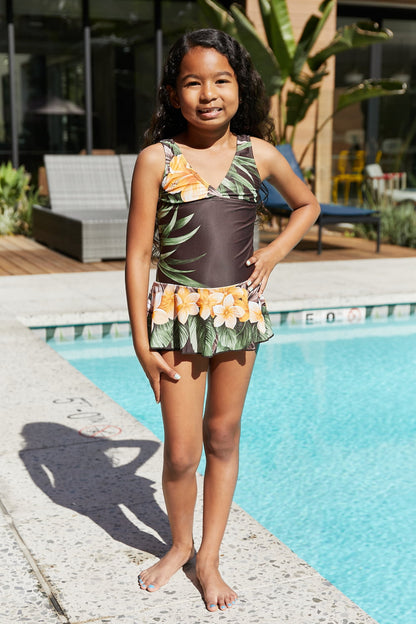 Clear Waters Swim Dress in Aloha Brown Marina West Swim