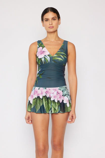 Clear Waters Swim Dress in Aloha Forest Marina West Swim Full Size