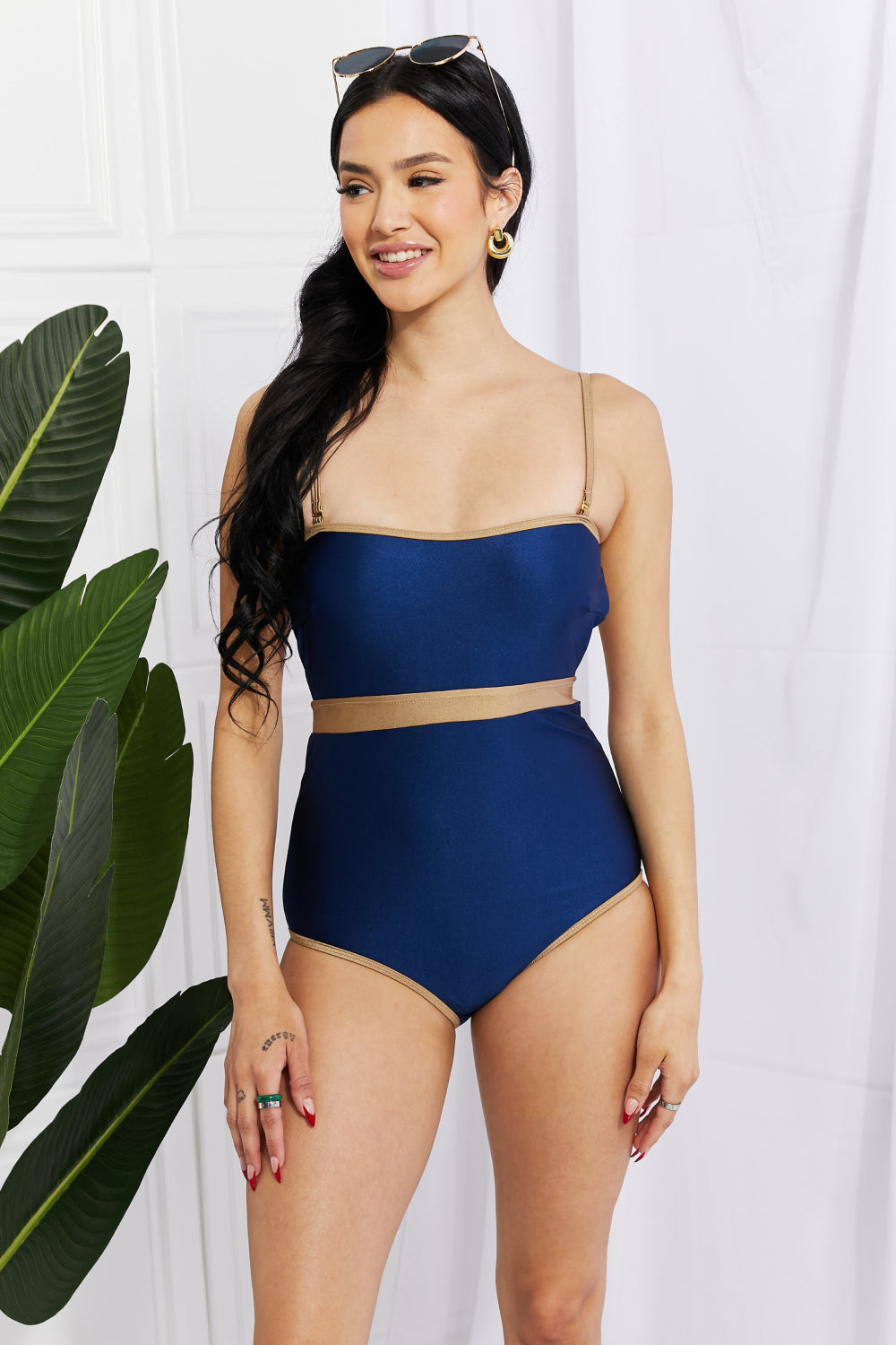 Wave Break Contrast Trim One-Piece Marina West Swim Full Size