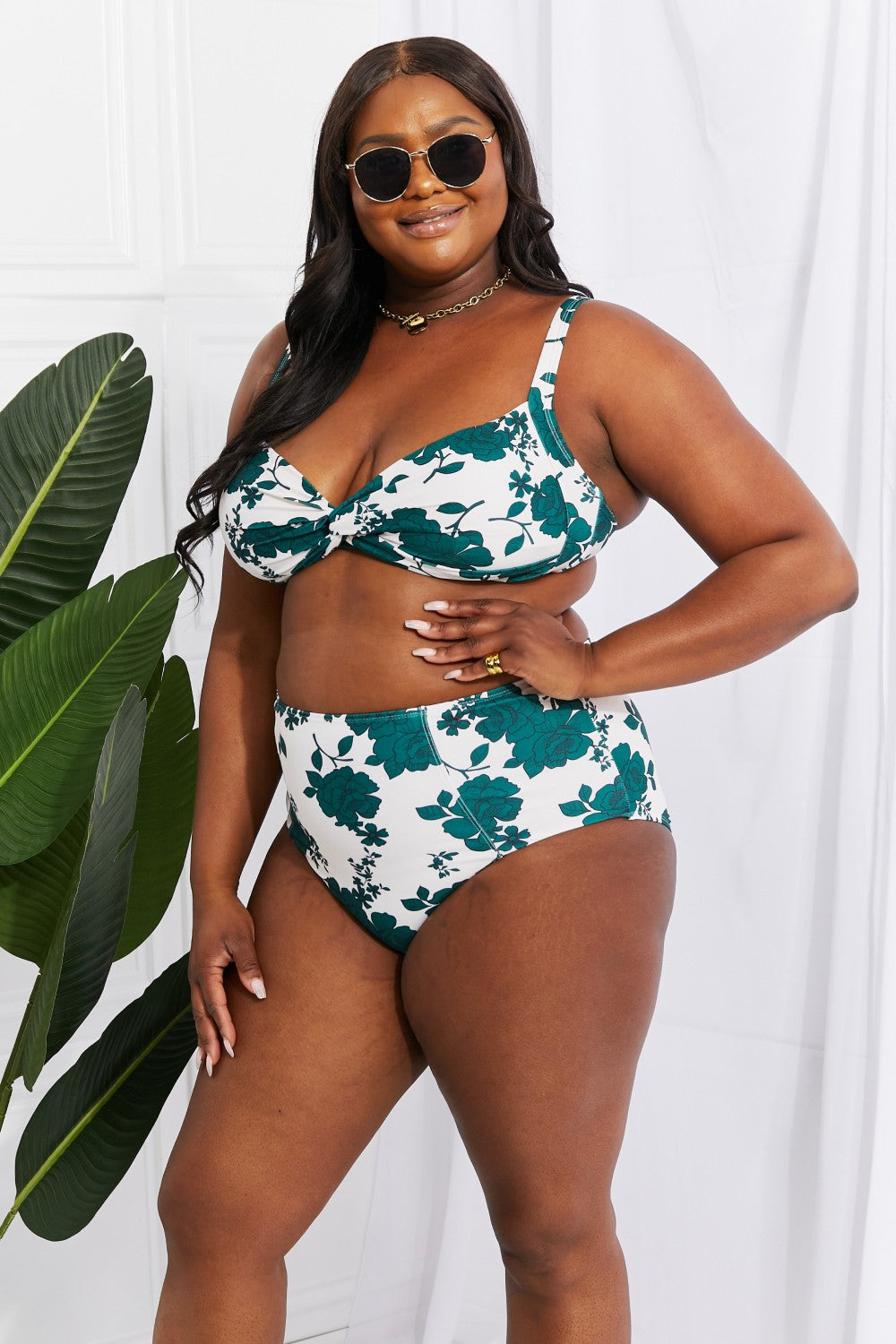 Take A Dip Twist High-Rise Bikini in Forest Marina West Swim Full Size